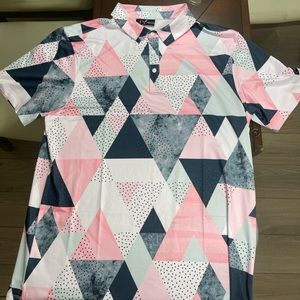 Yatta golf mens size large golf polo. Fun pattern. Stretchy athletic material